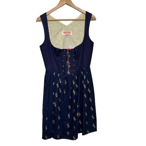 VTG Sportalm Austrian Kitzbühel Floral Button Bodice Pleated Skirt Dress 44 - Picture 1 of 11